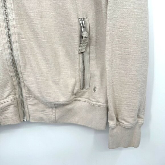 AllSaints Aries Cotton bomber jacket in gray classic full zip pockets tan gray t - Picture 4 of 12